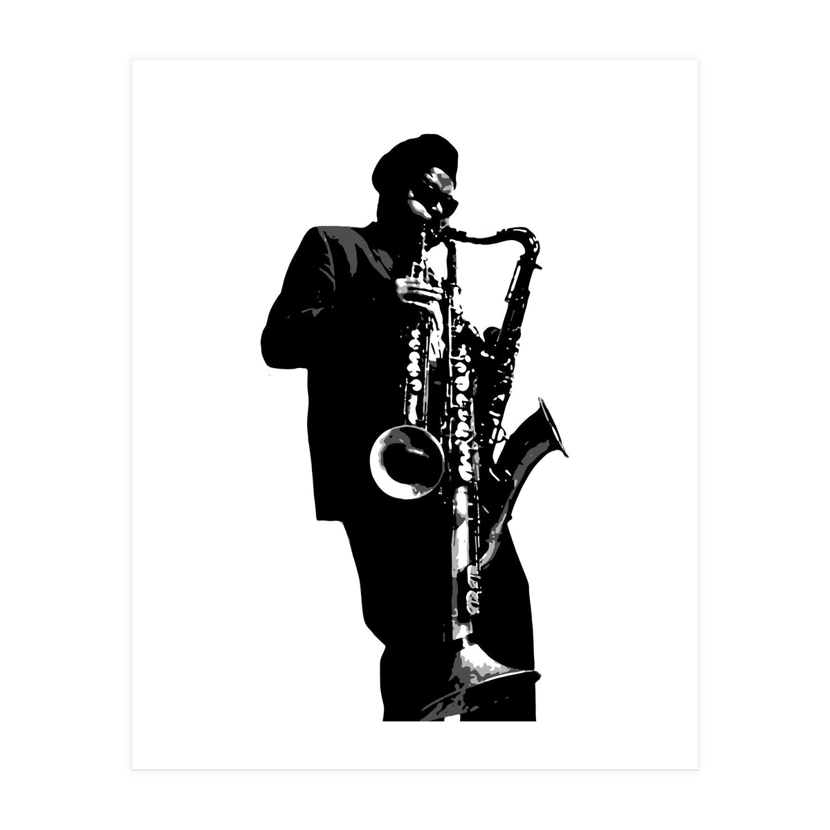 Rahsaan Roland Kirk Jazz Music Legend in Grayscale (Print Only)