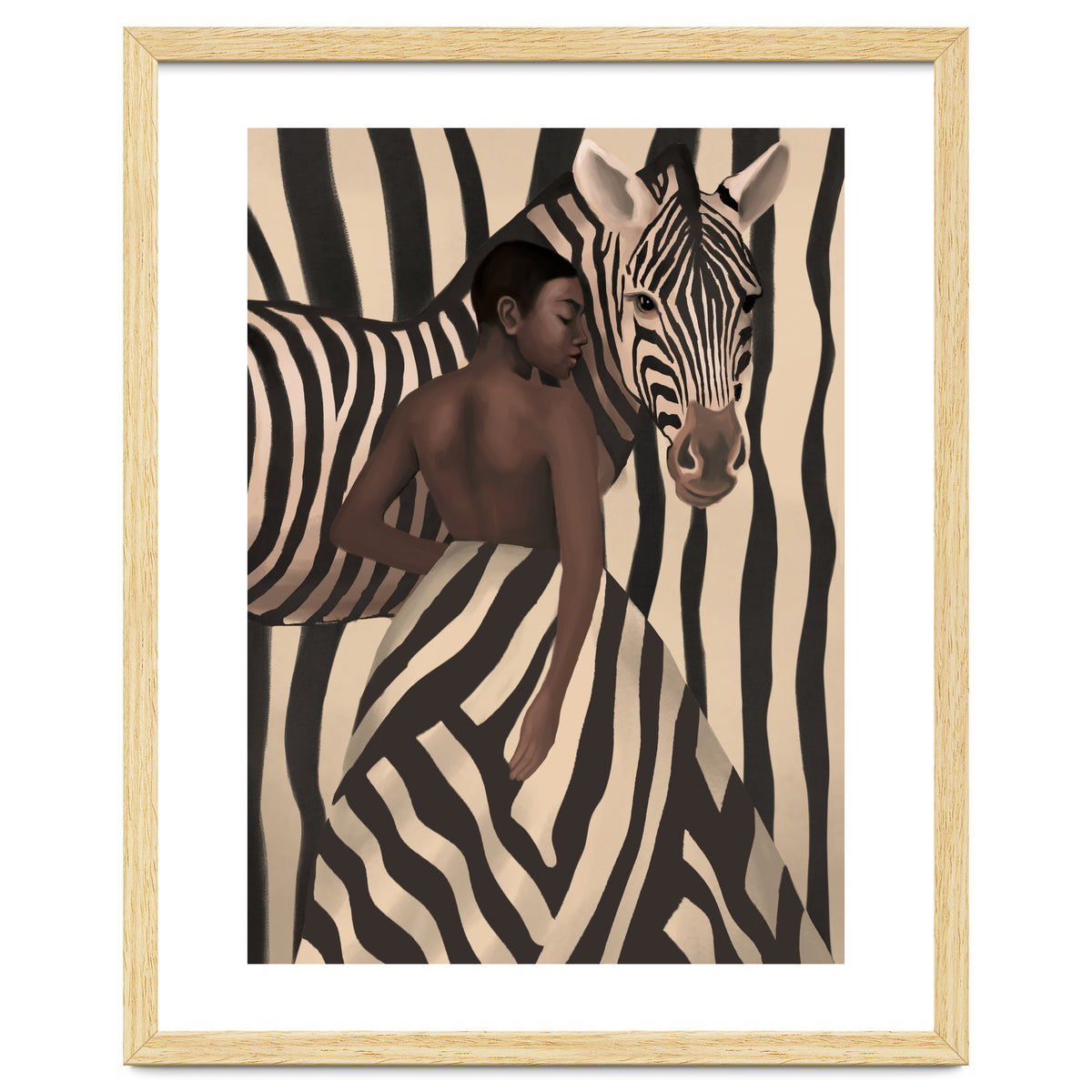 Woman And Zebra In Bold Stripes