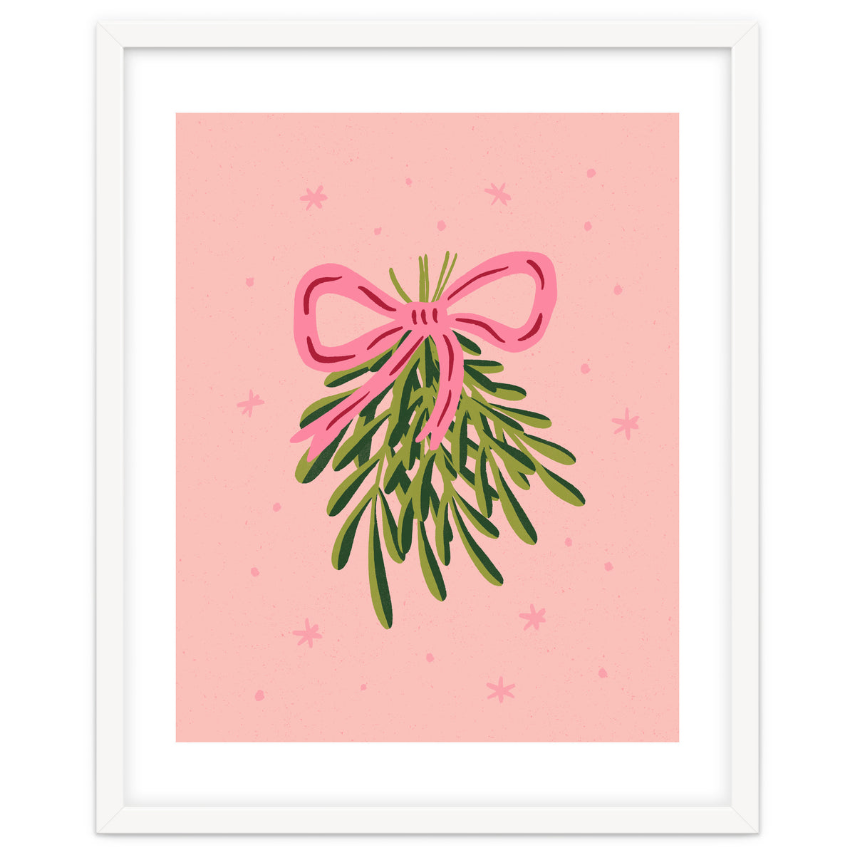 Mistletoe And Pink Bow