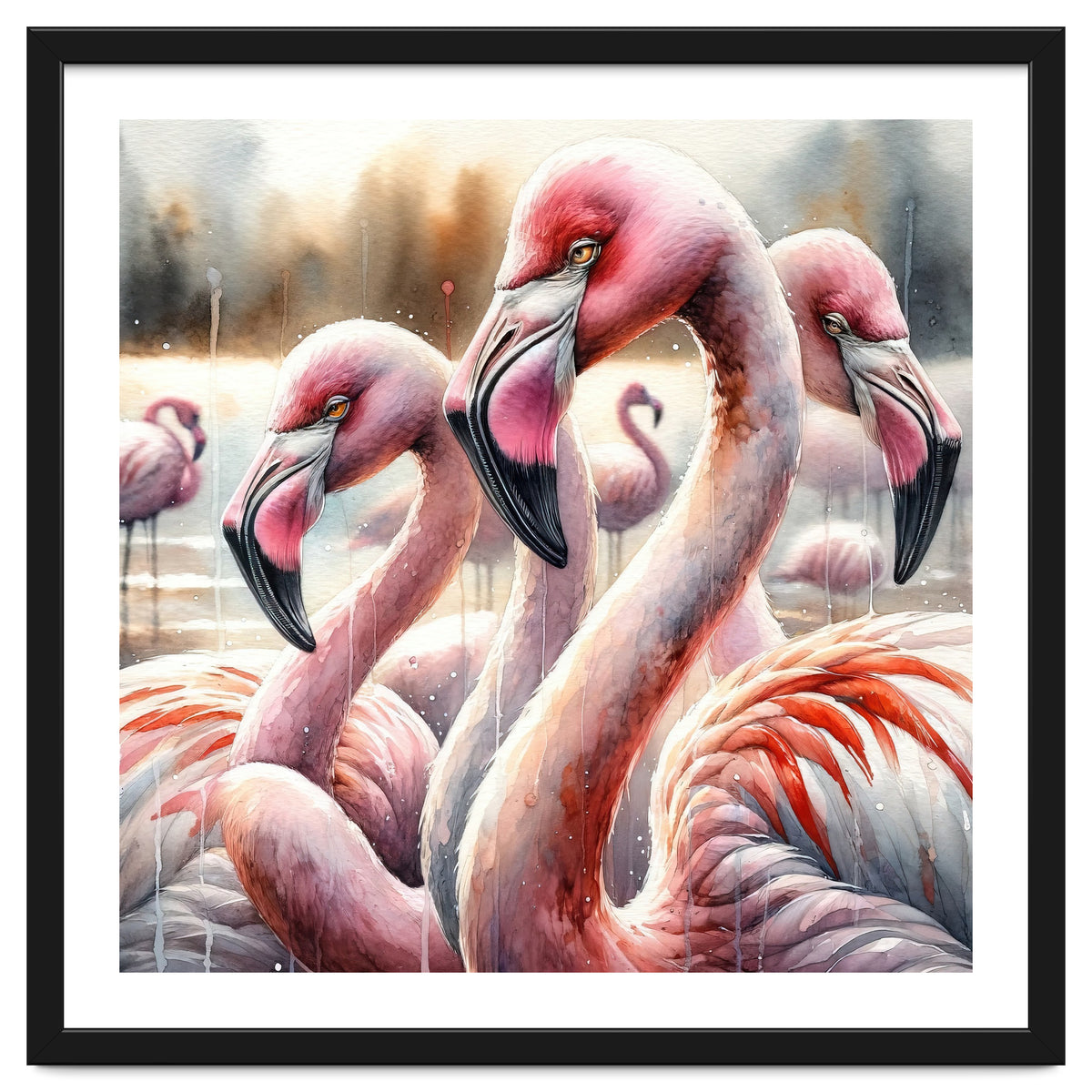 Watercolor Flamingos