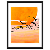 Time Flies, Birds Wildlife Fly Freedom Nature, Sun Sunset Sunrise Positivity Hope Painting, Growth Migrate Gift Animals Blush Sky Bohemian thumbnail