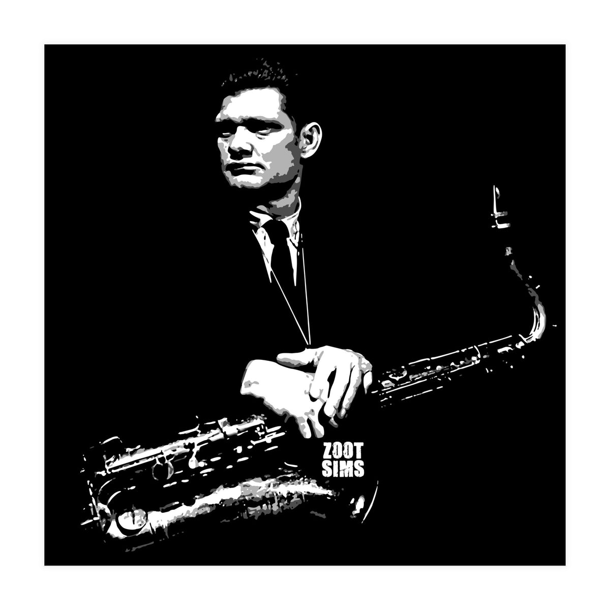 Zoot Sims American Jazz Saxophonist in Grayscale (Print Only)