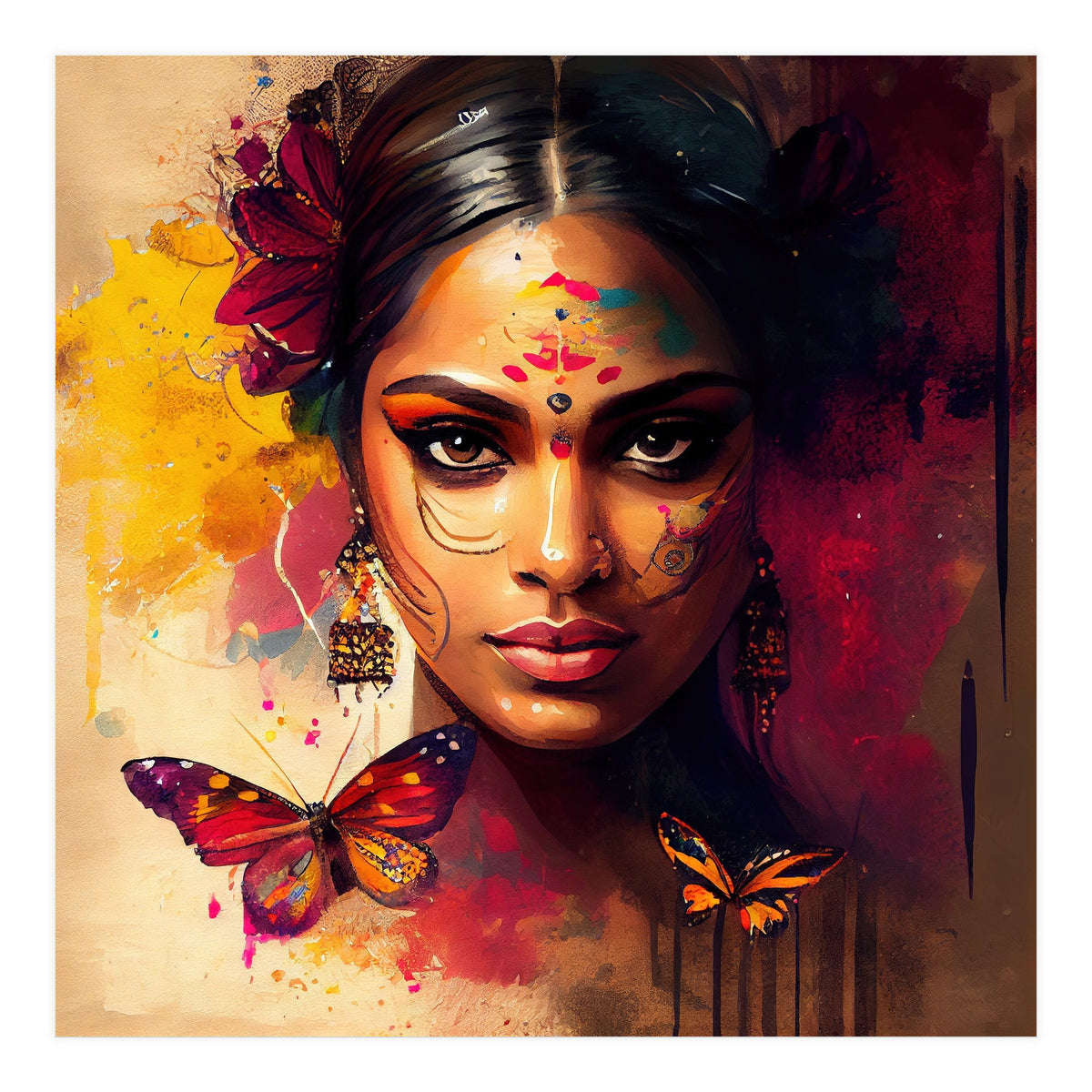 Golden Butterfly Hindu Portrait (Print Only)