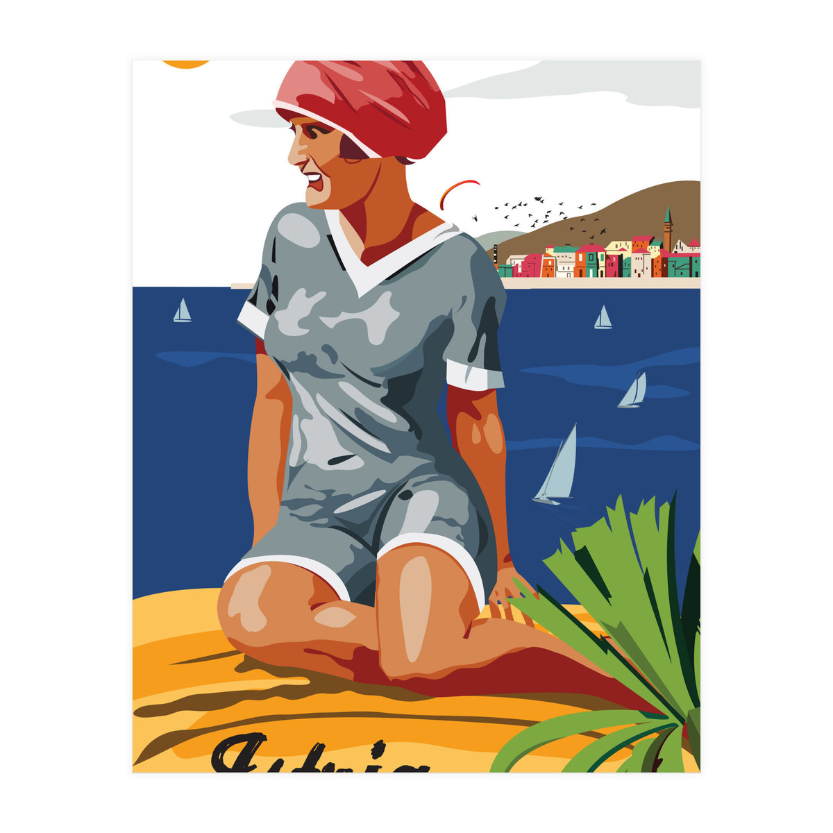 Istria, Swimmer on the Beach (Print Only)