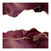 Burgundy & Gold Glitter Agate Texture 07 (Print Only)