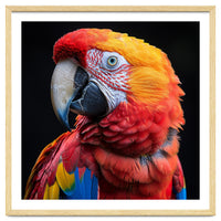 Scarlet Macaw Parrot Close Up Portrait Vivid Colors
