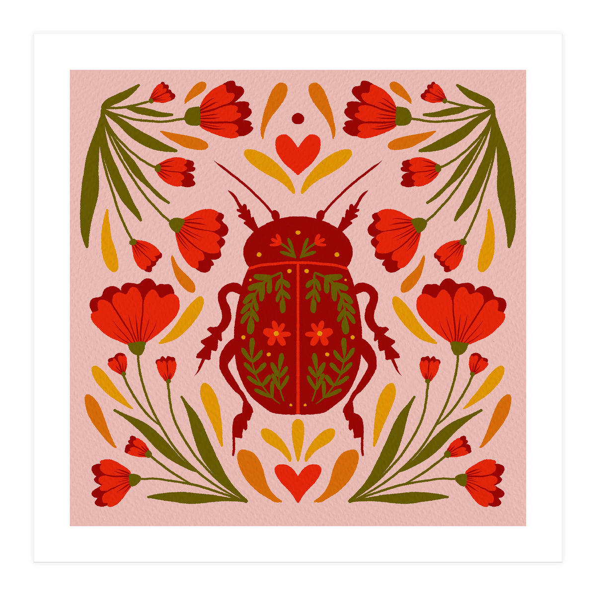 Beetle And Flowers (Print Only)