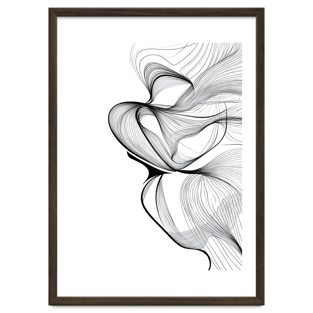 Abstract Black And White Swirls And Lines Flowing Art
