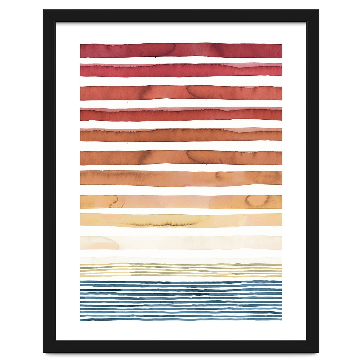 Watercolour Sunset Stripes Orange