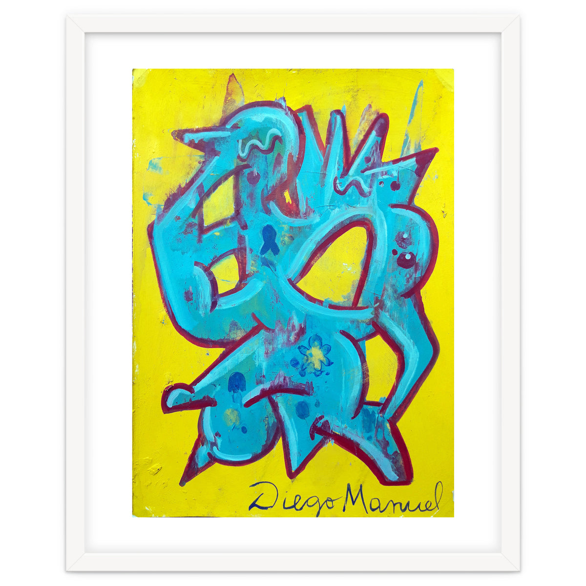 Forma Celeste Sobre Amarillo