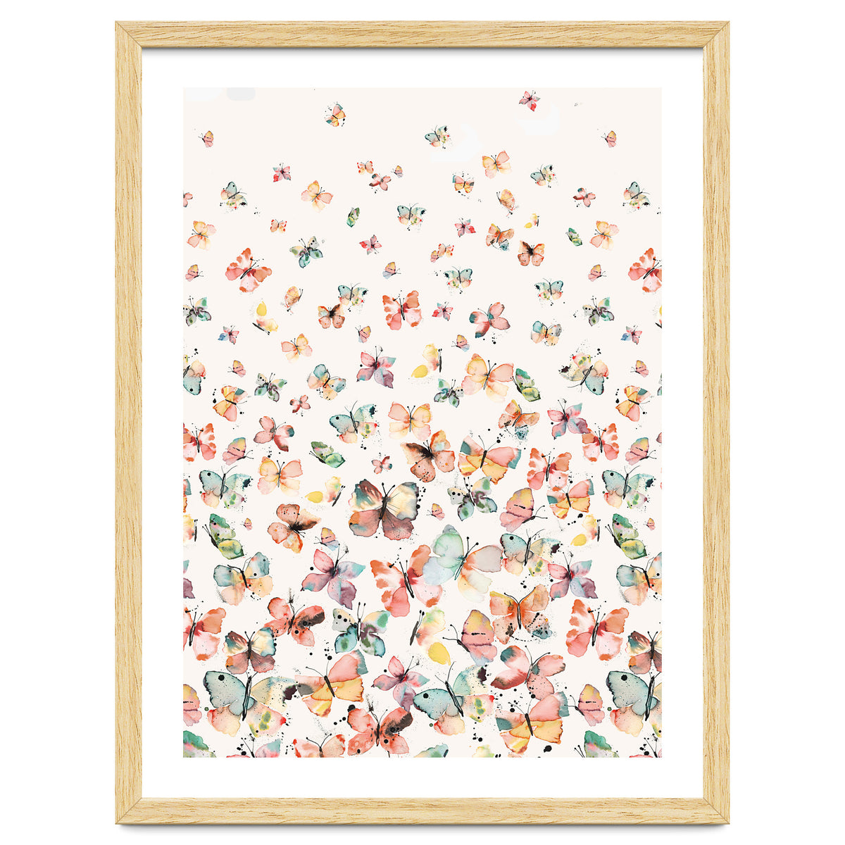 Watercolor Spring Butterflies Apricot