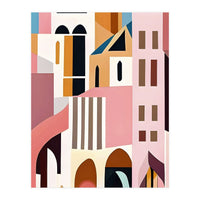 Moroccan City, Pastel Architecture Cityscape Buildings, Travel Eclectic Modern Bohemian Houses (Print Only)