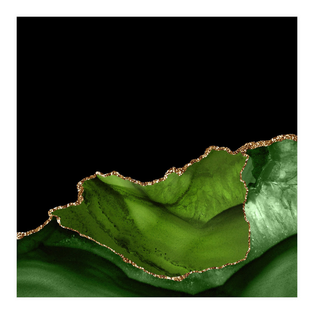 Green & Gold Agate Texture 06 (Print Only)