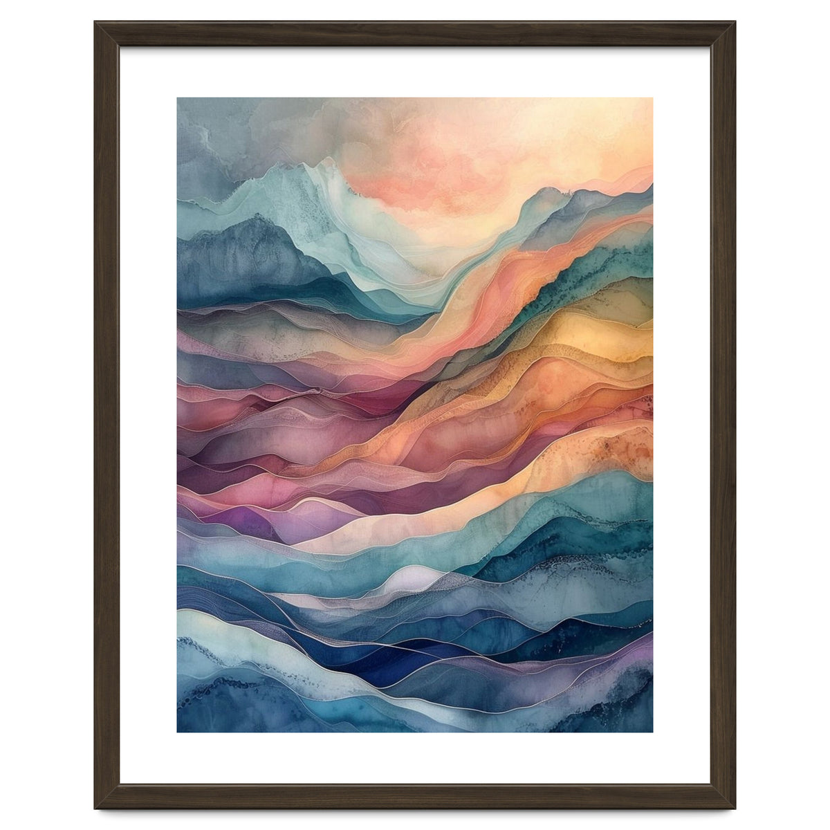 Abstract Fluid Mountain Landscape Art