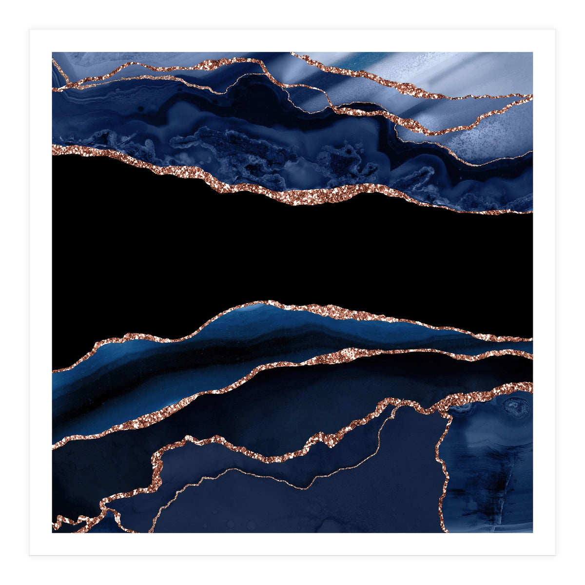 Navy & Rose Gold Agate Texture 11  (Print Only)