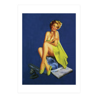 Sexy Pinup Posing With Green Towel (Print Only)