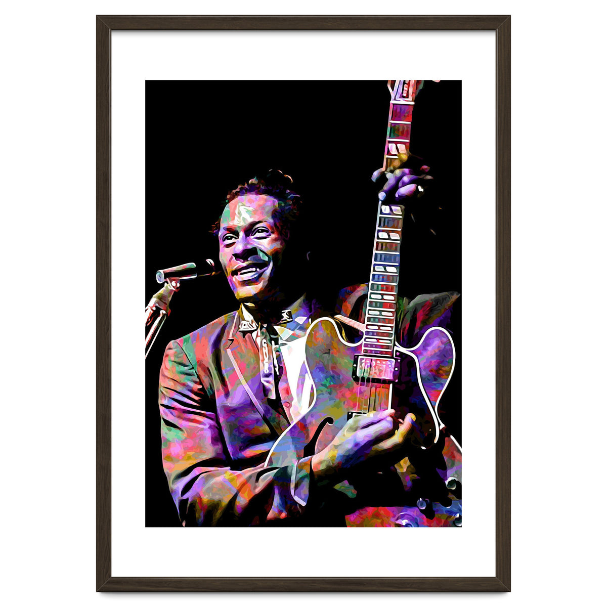 Chuck Berry Rock and Roll Guitarist Colorful