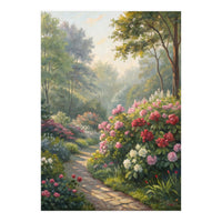 Sunlit Spring Garden Path Oil Painting (Print Only)