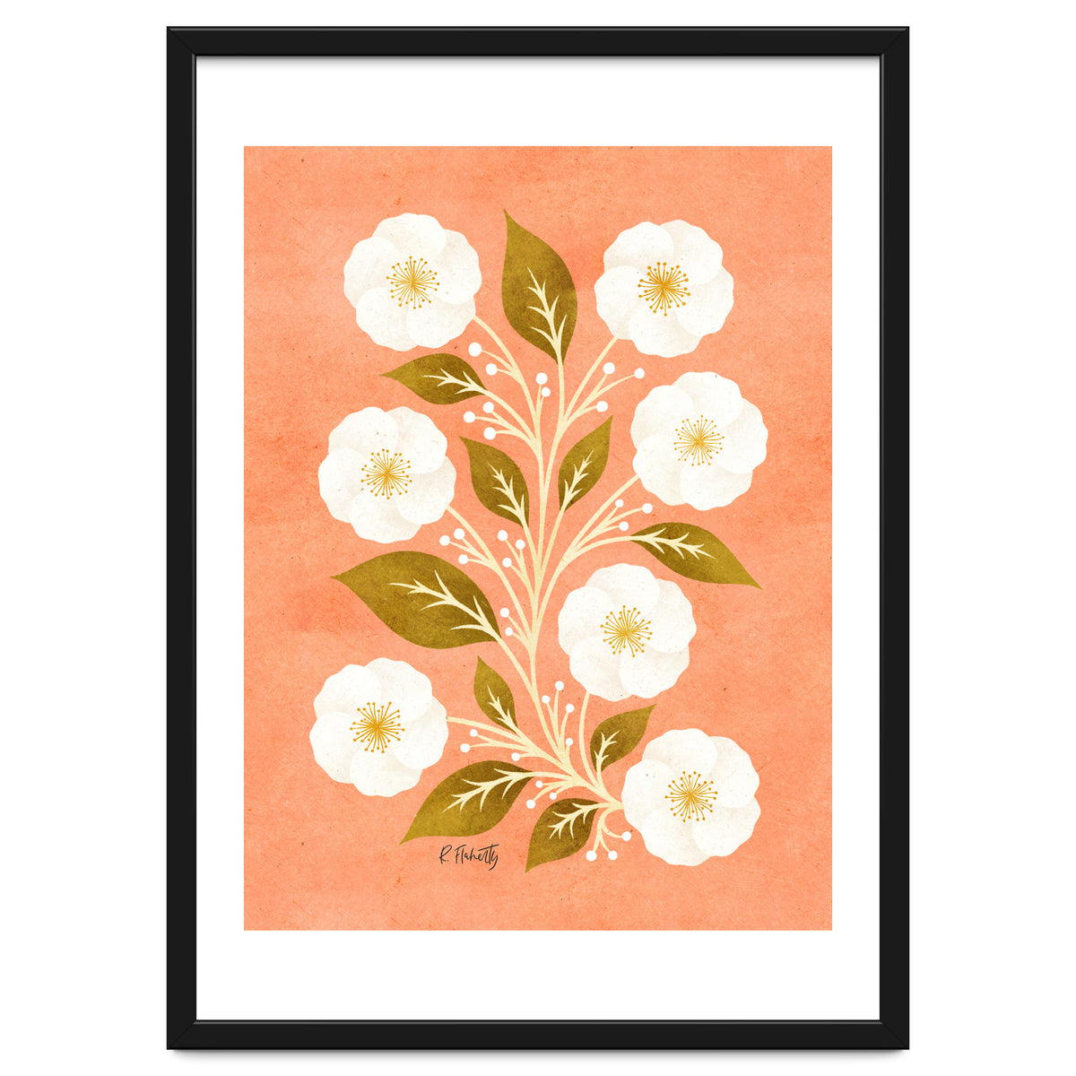 Peach, Ochre And Ivory Floral