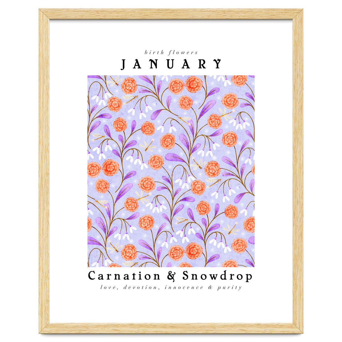 Carnation & Snowdrop January Birth Flower