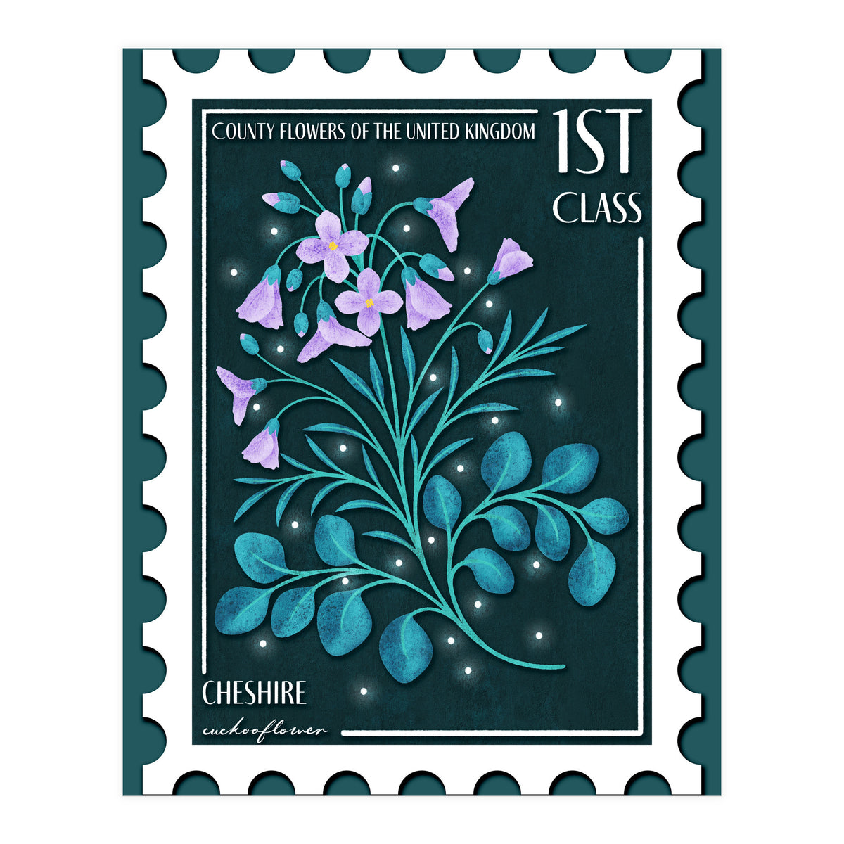 The Cheshire Cuckooflower Postage Stamp (Print Only)