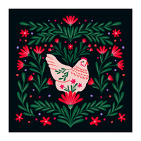 Blooming Chicken Green And Red (Print Only)