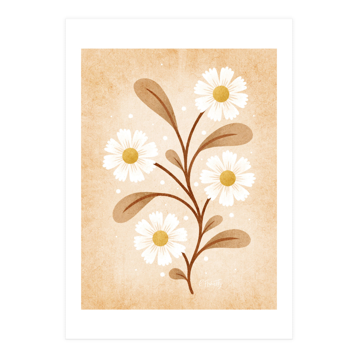Vintage Beige Daisies (Print Only)