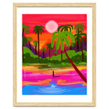 My Shadow & I, Sunset Painting Lake Beach Seashore, Tropical Nature Landscape Colorful Bohemian Traditional, Travel Concept Companion thumbnail