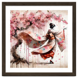 Geisha Under Cherry Blossoms In Motion thumbnail