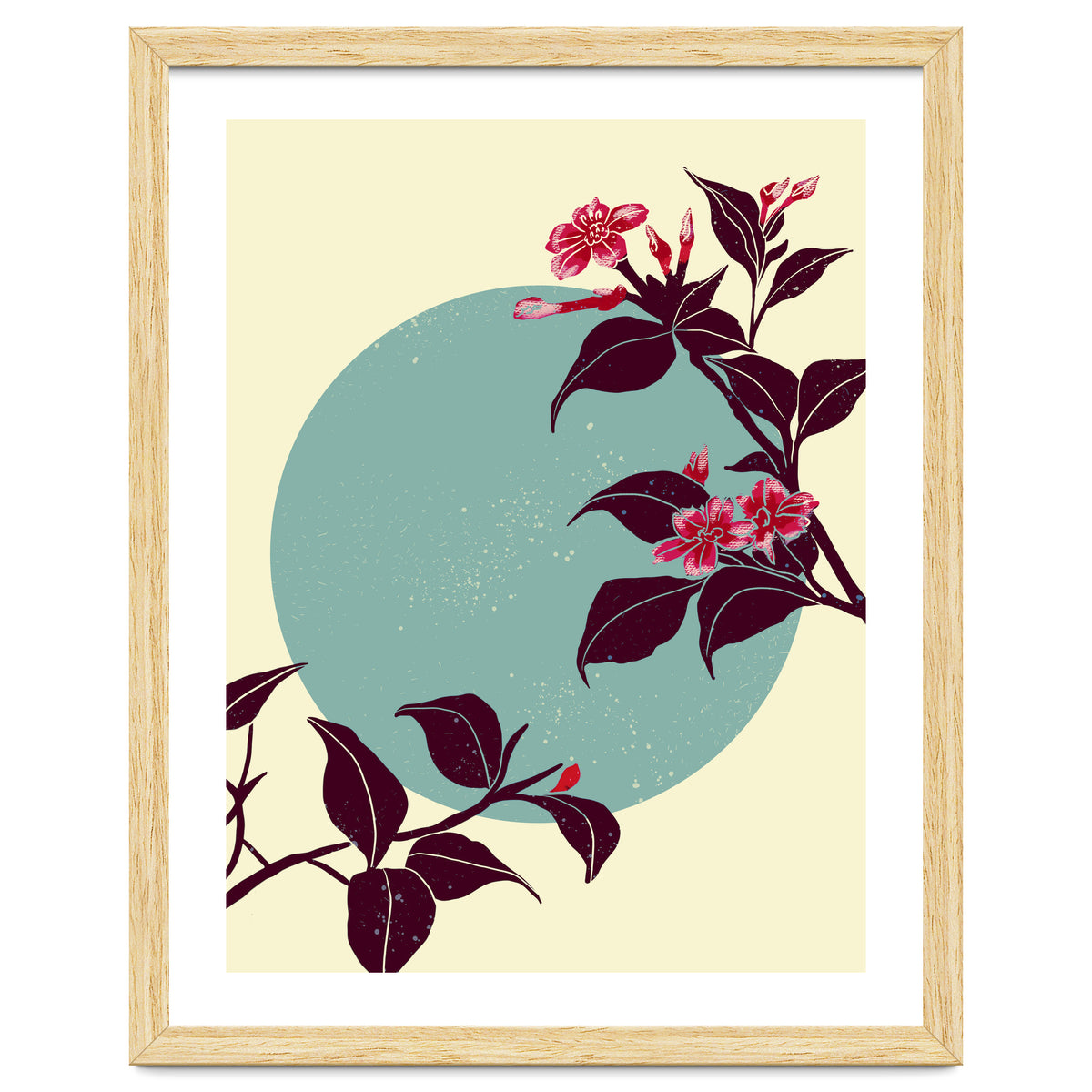 Pink flowers on a blue moon