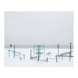 Playground in the winter snow beach (Print Only) thumbnail