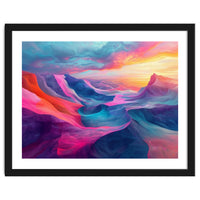 Vibrant Abstract Mountain Landscape at Sunset