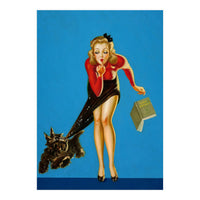 Pinup Girl And Dog Tricks (Print Only)