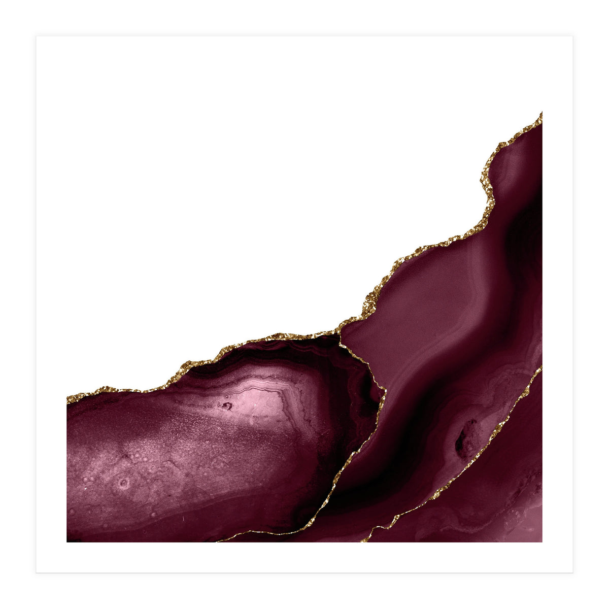 Burgundy & Gold Agate Texture 26  (Print Only)