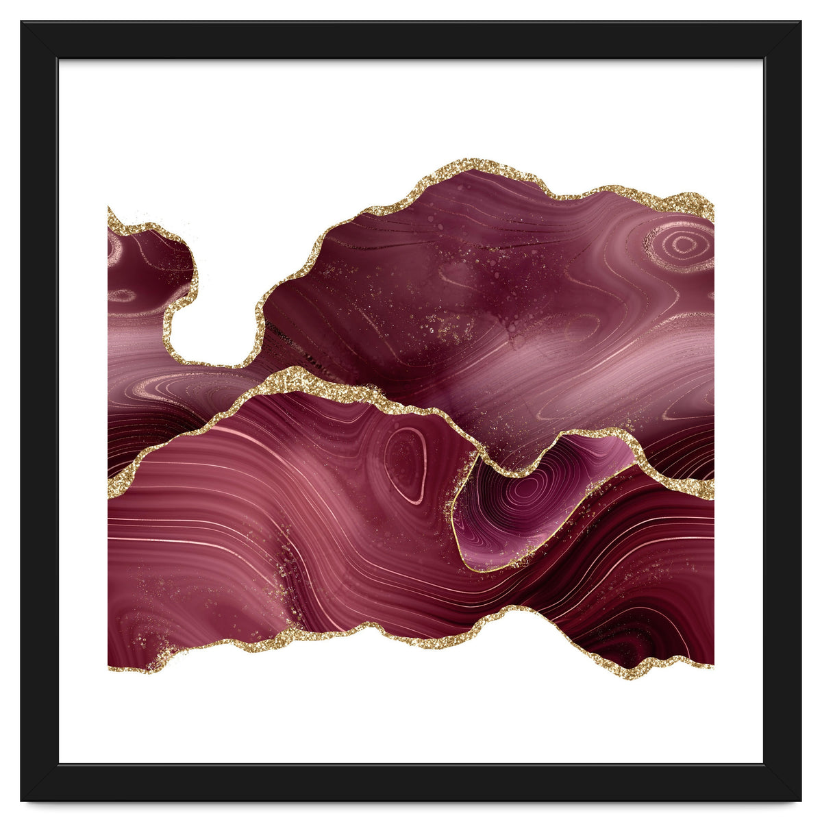Burgundy & Gold Glitter Agate Texture 08