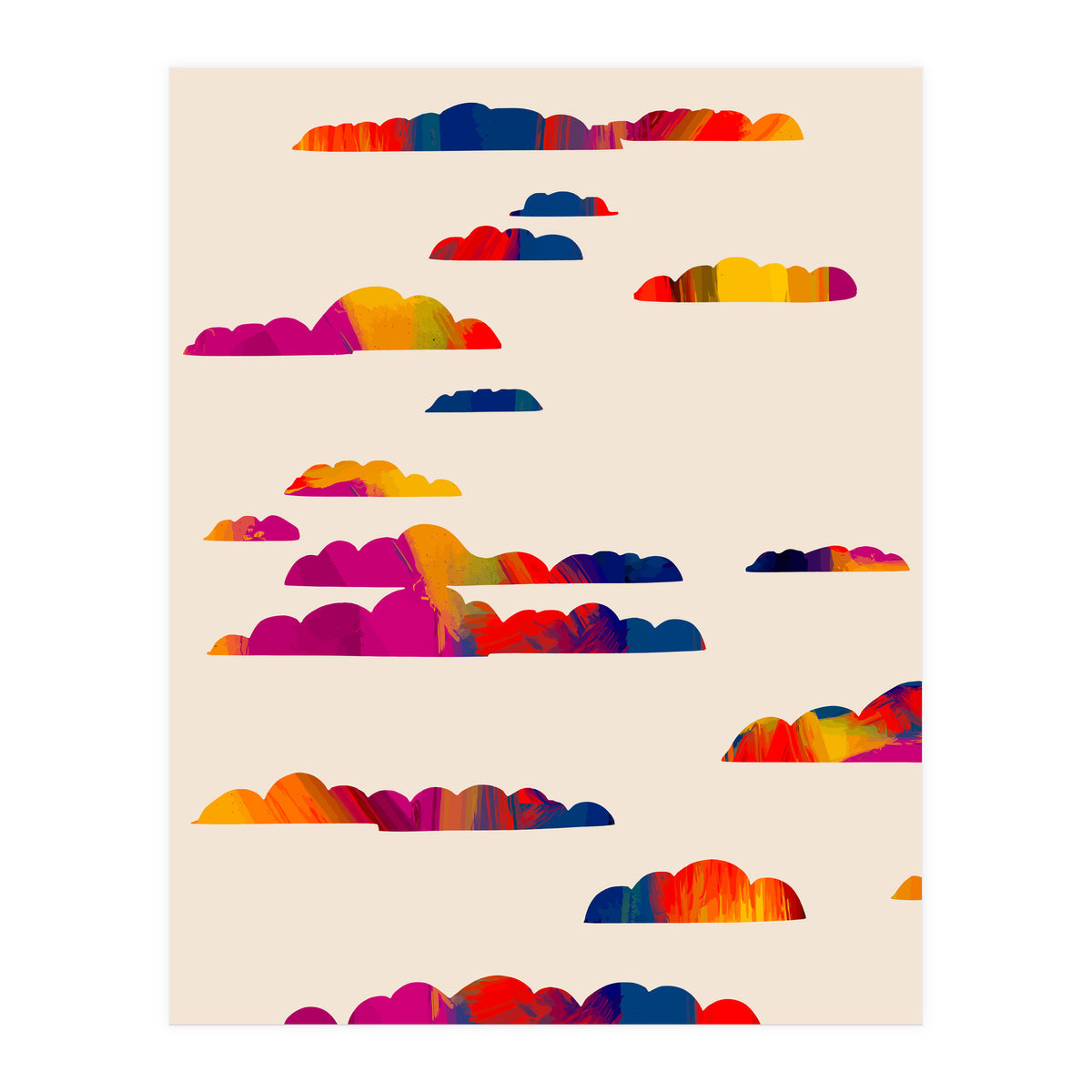 Totem Clouds, Colorful Sky Vibrant Eclectic Bohemian, Abstract Positivity Good Vibes Boho Contemporary Modern Painting (Print Only)