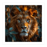 Close Up Majestic Lion Face Amidst Foliage (Print Only) thumbnail