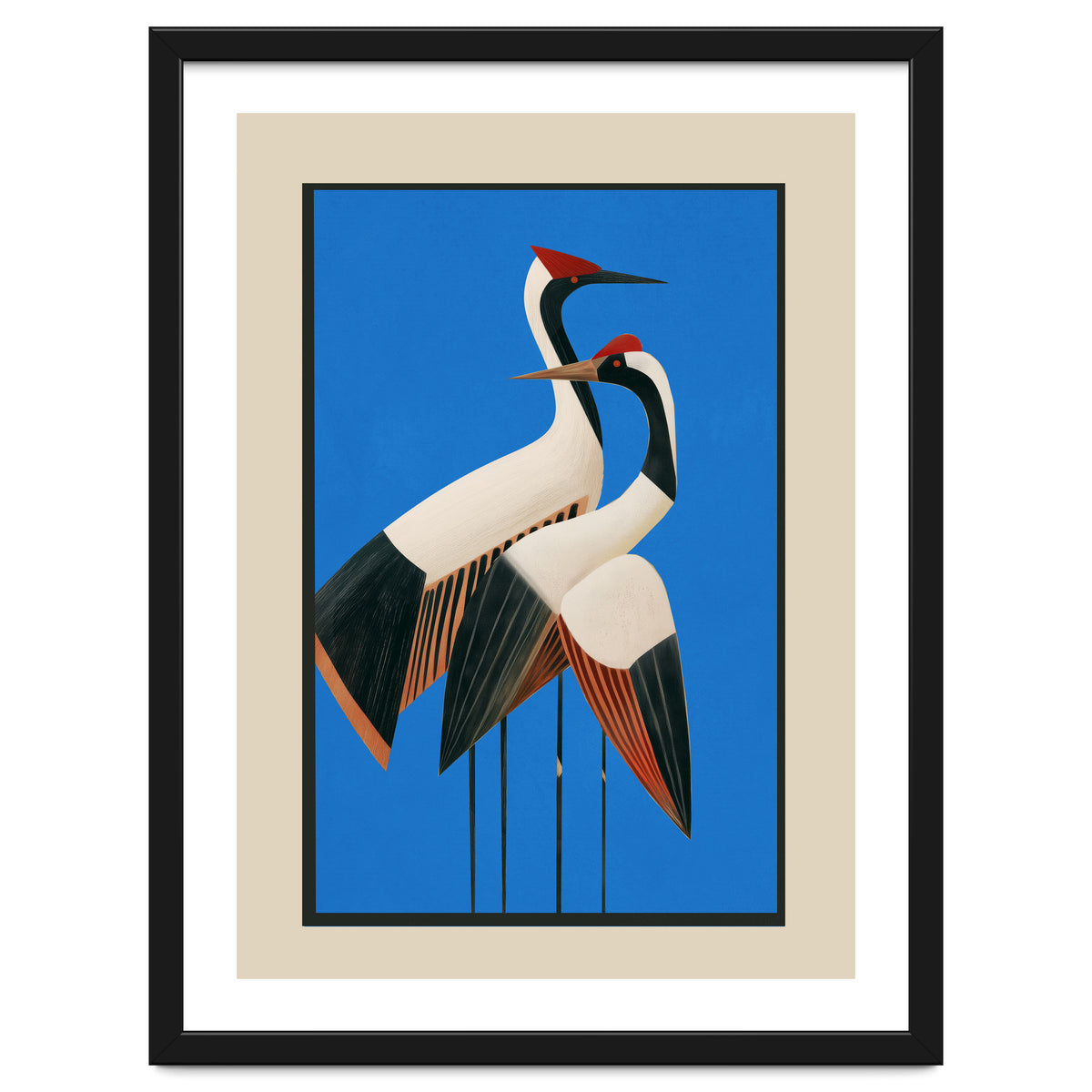 Stillness In Motion Abstract Cranes In Blue