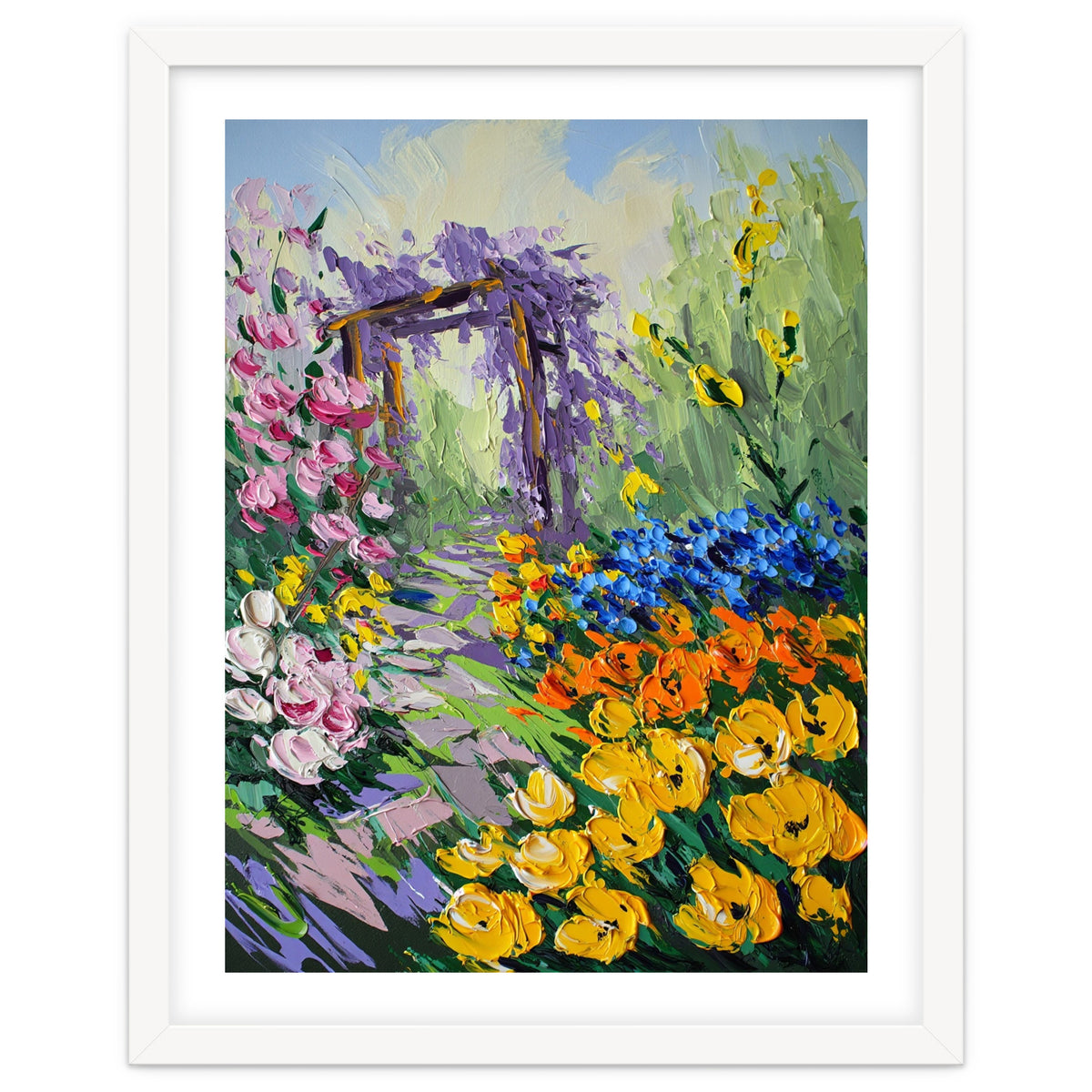Sun-Drenched Garden Pergola Oil Painting