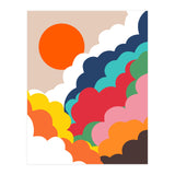 Head In The Clouds, Positivity Nature Sunrise Sunset, Sky Bohemian Comic Retro Eclectic Illustration (Print Only) thumbnail