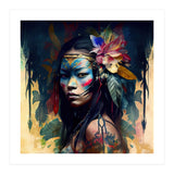 Floral Native Asian Warrior Portrait (Print Only) thumbnail