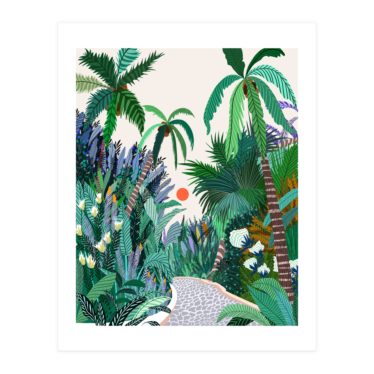The Urban Jungle Route, Botanical Tropical Nature Plants, Forest Bohemian Eclectic Trees, Exotic Garden Palm Travel Boho (Print Only)
