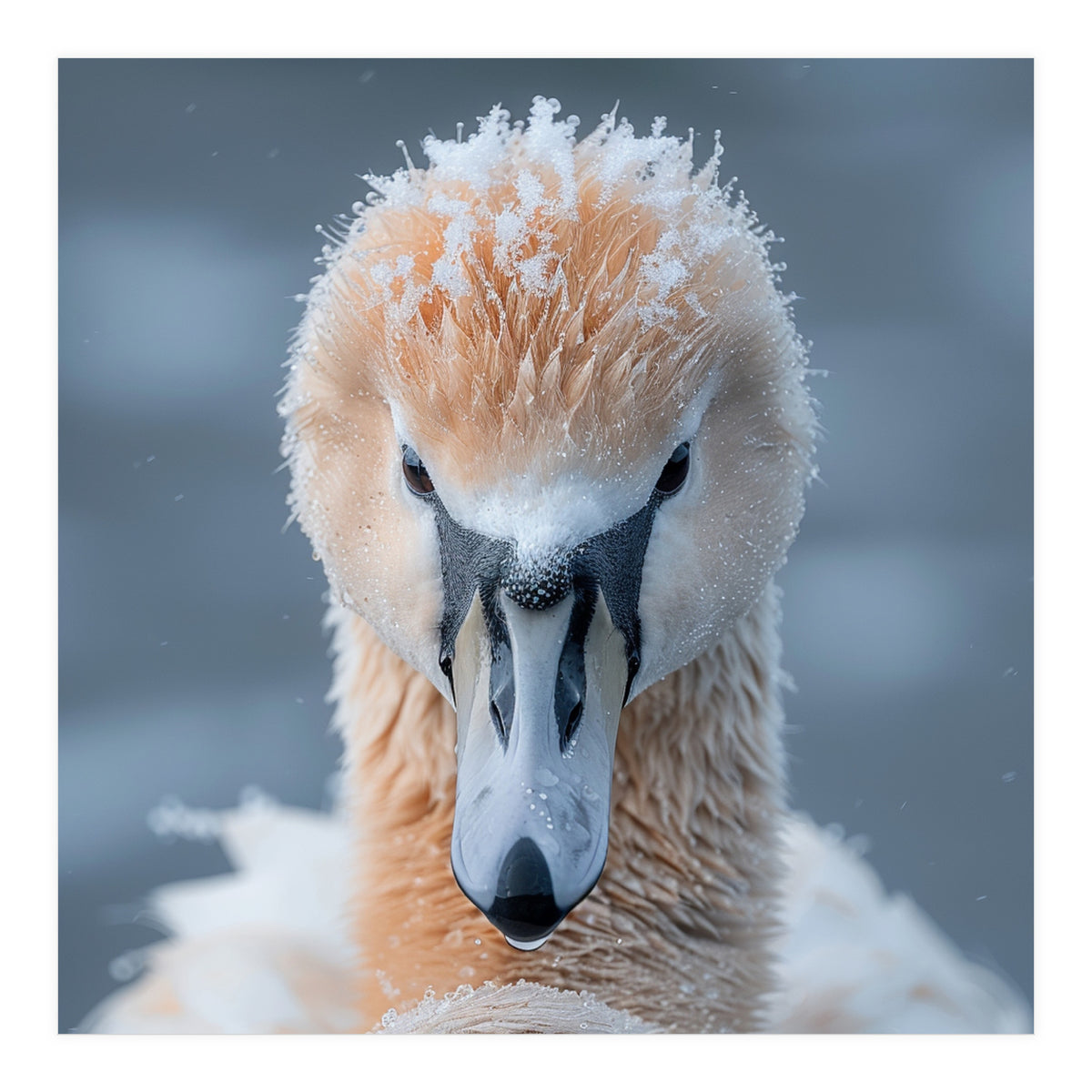 Majestic Swan Covered In Frost And Snow (Print Only)