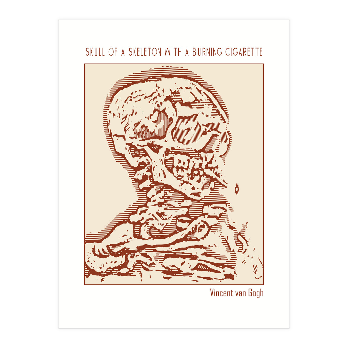 Skull Of A Skeleton With A Burning Cigarette (Print Only)
