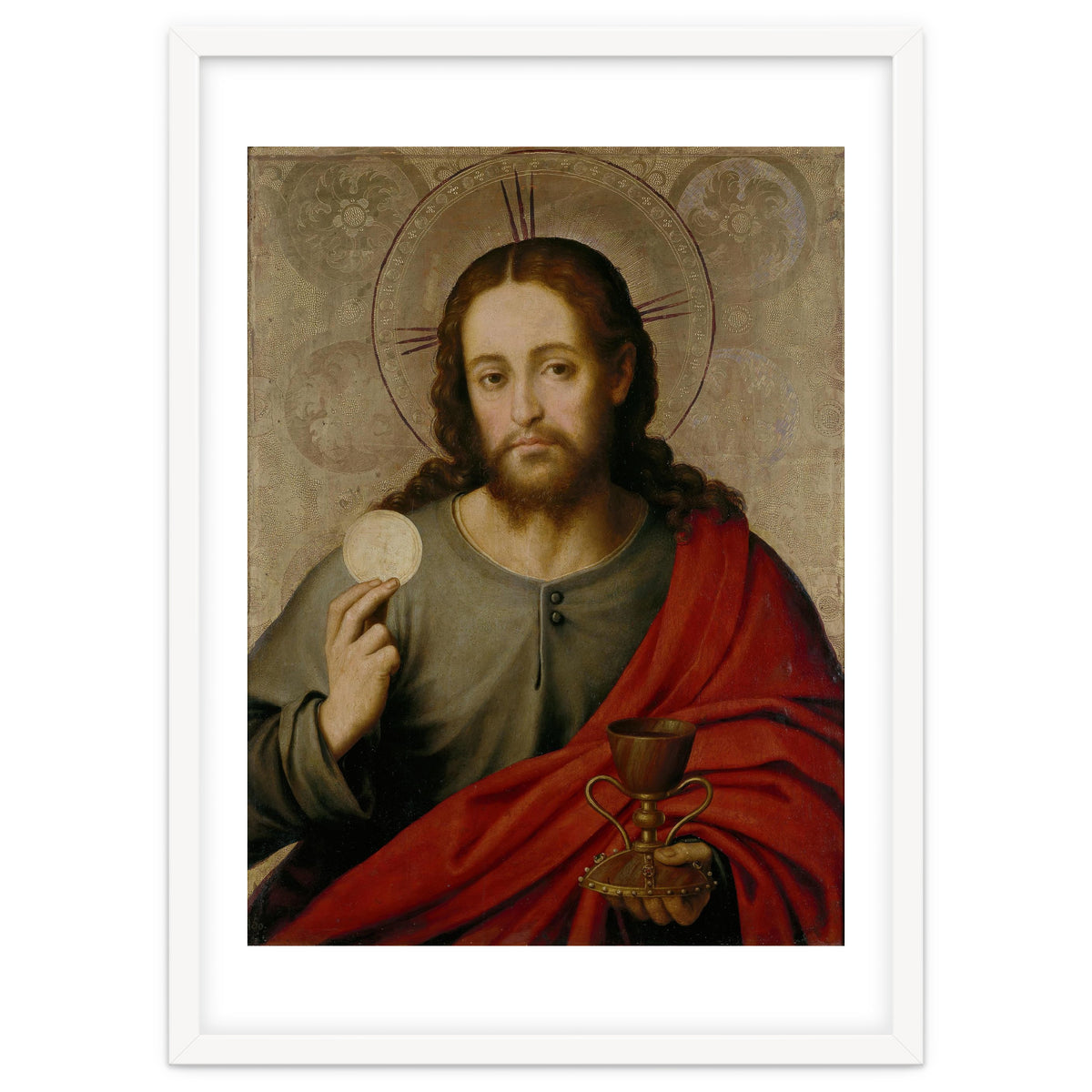 Juan de Juanes / 'The Saviour', 1545-1550, Spanish School, Oil on panel, 73 cm x 49 cm, P00845.