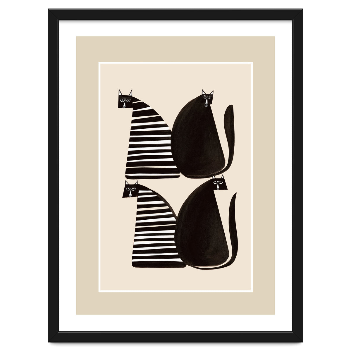 Minimalist Cats In Black And White