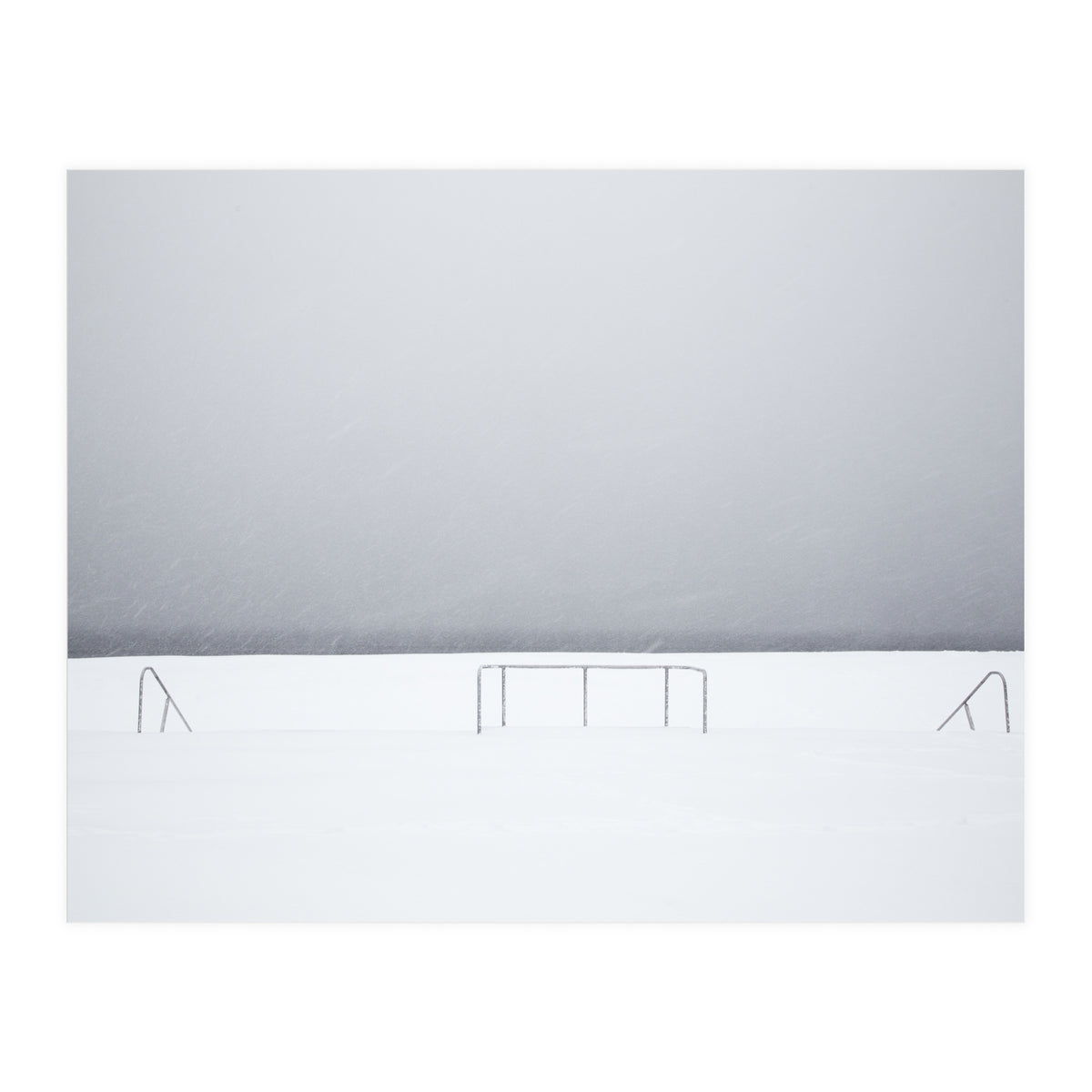 Stair railing covered by snow (Print Only)