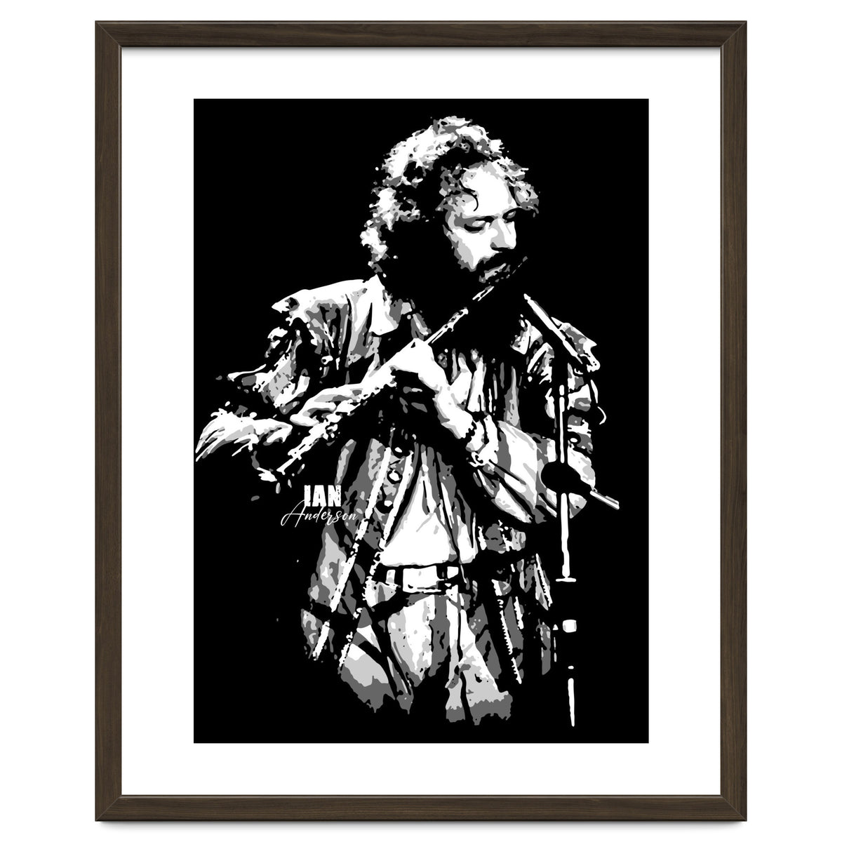 Ian Anderson Rock Music Legend in Grayscale 2