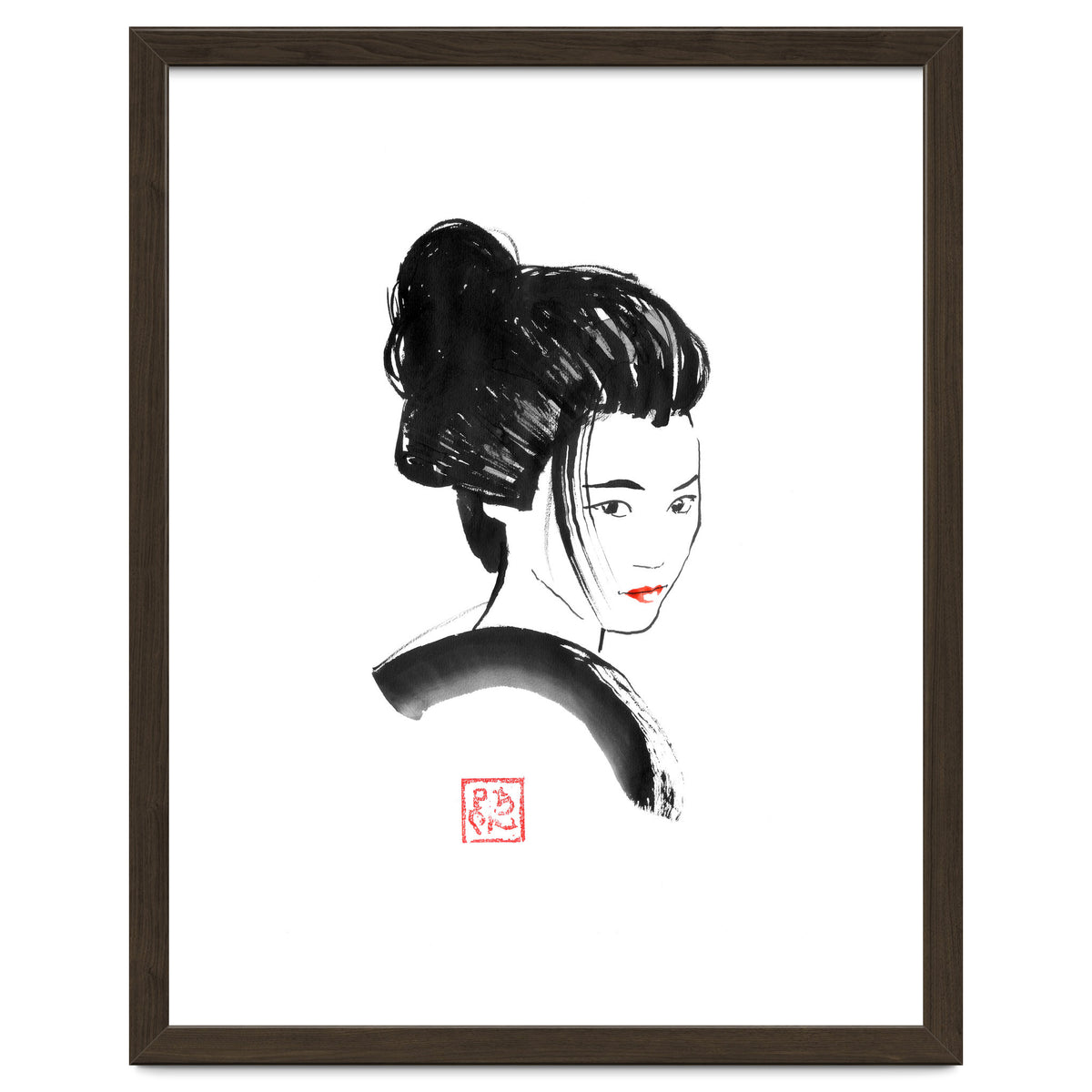 Geisha Face Red Lips