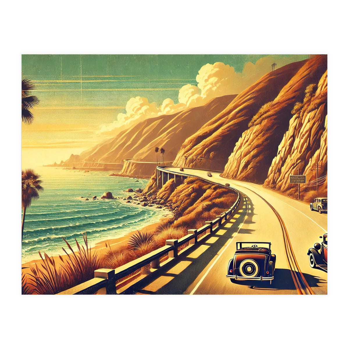 Vintage Coastal Road Journey Poster (Print Only)